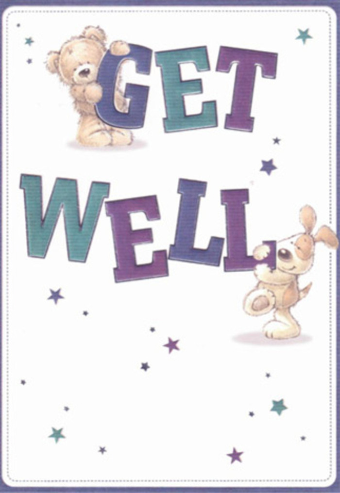 A gentle, uplifting celebration rests at the centre of this unique get well card, its playful artistry echoing the welcoming spirit found along Holborn's vibrant streets. Two endearing friends-a plush bear and a spirited puppy-are illustrated with an almost tangible softness, their expressive eyes filled with reassurance. Dancing around them, a constellation of lively stars scatter wishes of hope and renewed health, their indigo and aqua colours shimmering gently against a creamy, sunlit background. The oversized, confident lettering anchors the scene, its layered shades of purple and teal adding depth and cheerfulness that feels at home near lively Sicilian Avenue or bustling Covent Garden. The tactile suggestion of brushed fur and velvety pet ears offers comfort reminiscent of the feel of fresh petals and foliage, as when creating a bouquet to lift a friend's spirits. This card delivers not just a message, but an experience-uniting visual joy and emotional care, perfect for sending heartfelt encouragement to those recuperating across Holborn or nearby Gray's Inn. Its light, buoyant composition mirrors the renewal and compassion we strive to share in every local floral delivery.